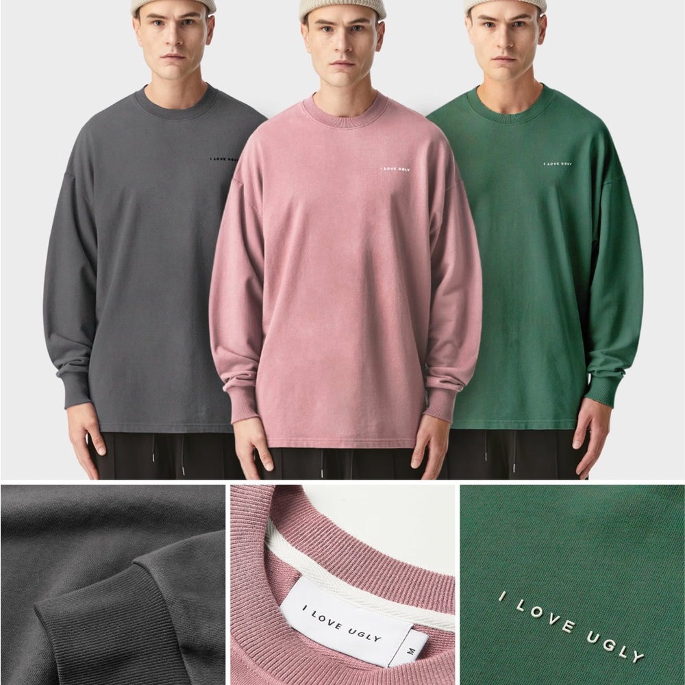 I Love Ugly Heavy Box Long Sleeve Lavender Vintage